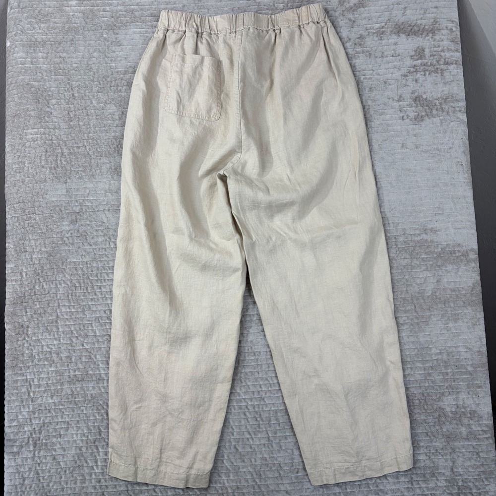 Quince Organic Linen Pants Beige Sand Elastic Waist Pull On Trousers Womens M